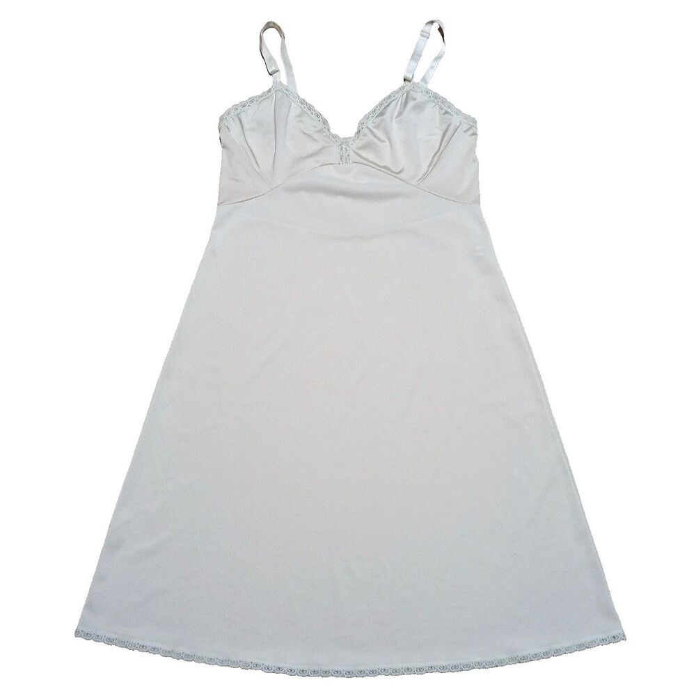 VTG Shadowline Full Slip Womens 36 Ivory Glamorous Sexy Lace Adjustable Modest